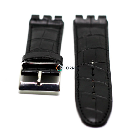 Ремінець шкіряний для годинників Swatch чорний RS-004 - 9